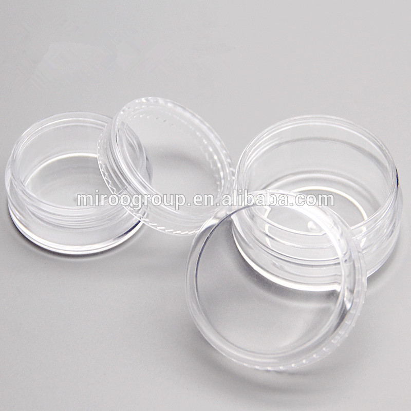 In Stock Cosmetic Sample Small Tiny 5g Empty Container, Plastic Round Pot Black Screw Cap Lid for Make Up, Eye Shadow, Nails