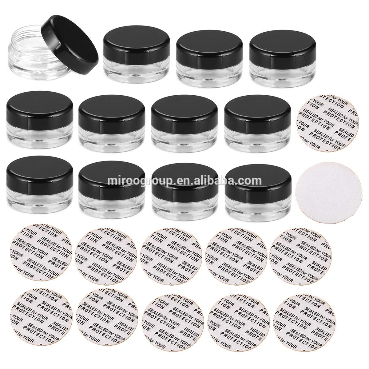 In Stock Cosmetic Sample Small Tiny 5g Empty Container, Plastic Round Pot Black Screw Cap Lid for Make Up, Eye Shadow, Nails