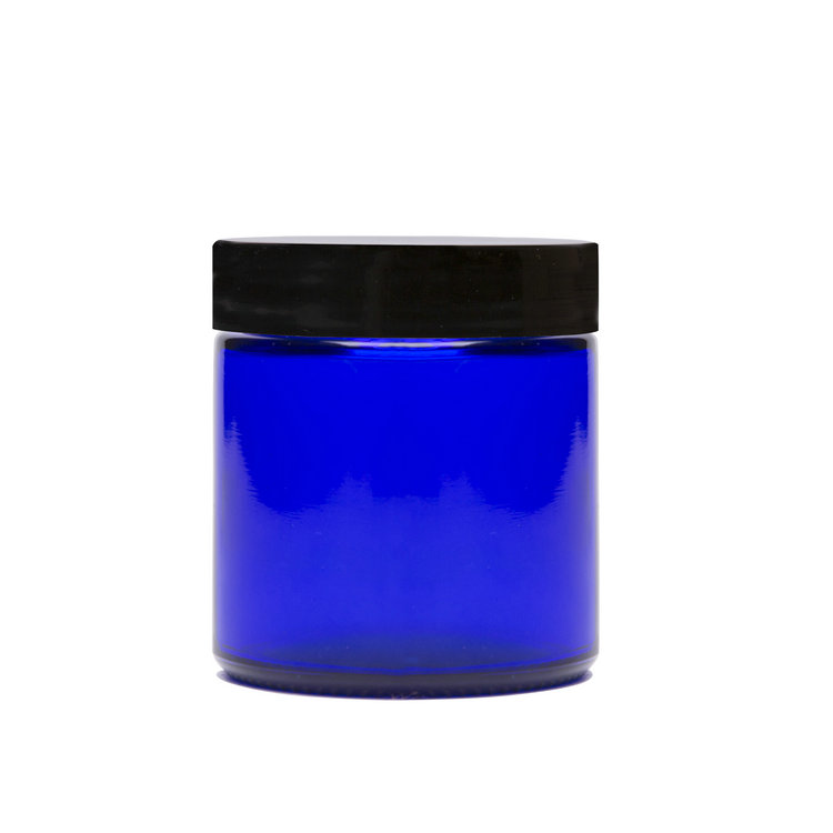 In Stock Empty 4 Ounce Cobalt Blue Glass Jars for Candle Spice with Plastic Cap