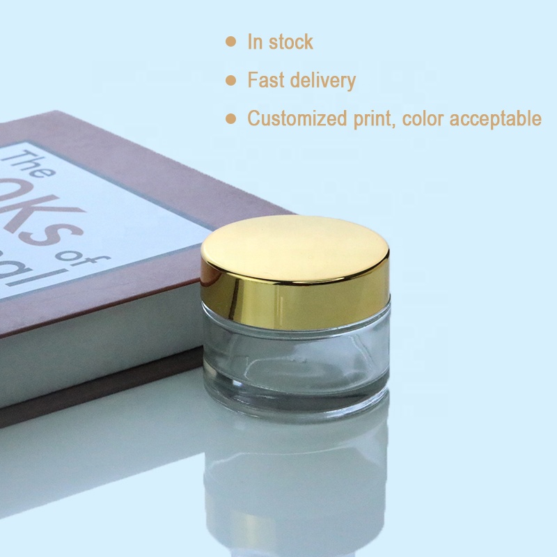 In Stock Empty Pomade Container Cosmetic 30ml 1 oz Cream Jars Round Clear Jar Glass (GJM04)