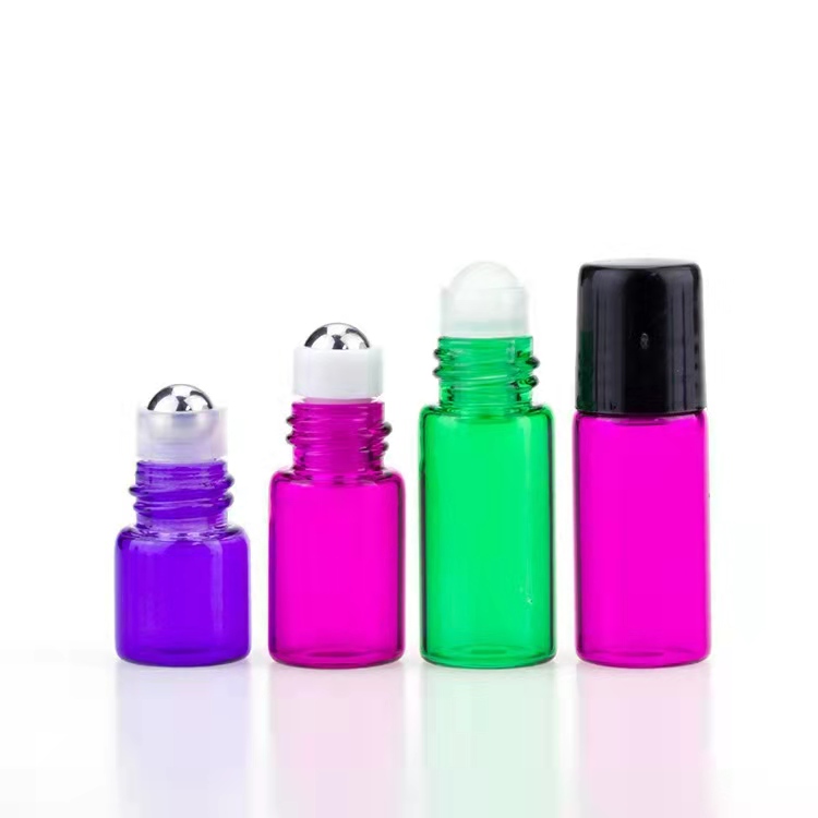 In Stock Empty glass amber blue clear pink mini 2ml essential oil bottles 1ml roll on bottle