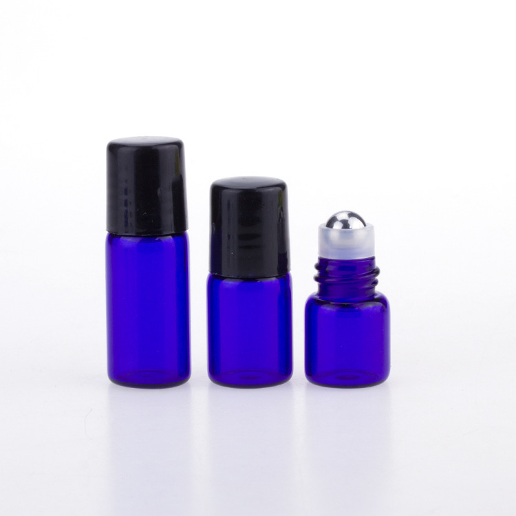 In Stock Empty glass amber blue clear pink mini 2ml essential oil bottles 1ml roll on bottle