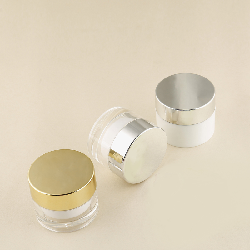 In Stock Factory Clear Empty Skincare Packaging Wholesale 50g Transparent Acrylic Cream Jar with Metalized Cap