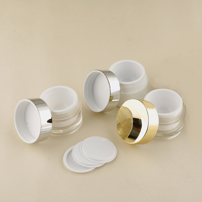 In Stock Factory Clear Empty Skincare Packaging Wholesale 50g Transparent Acrylic Cream Jar with Metalized Cap