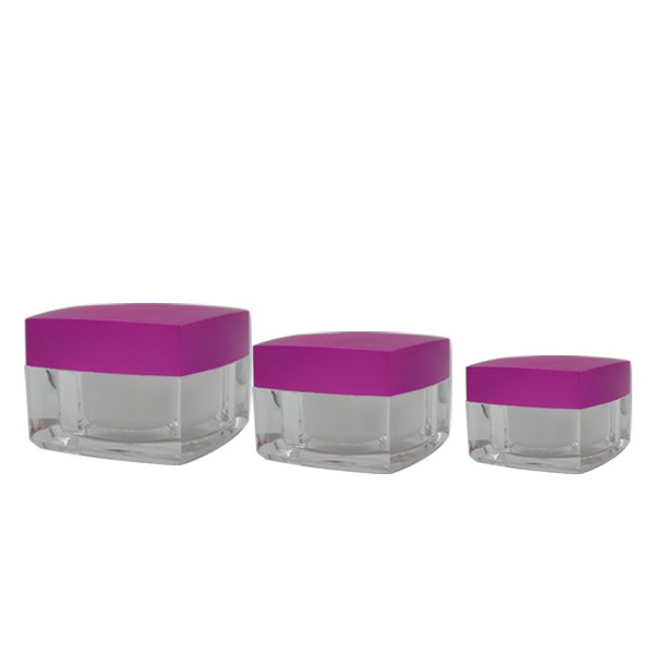In Stock High End Cosmetic Container Black lid Transparent Empty Square Cream Jar