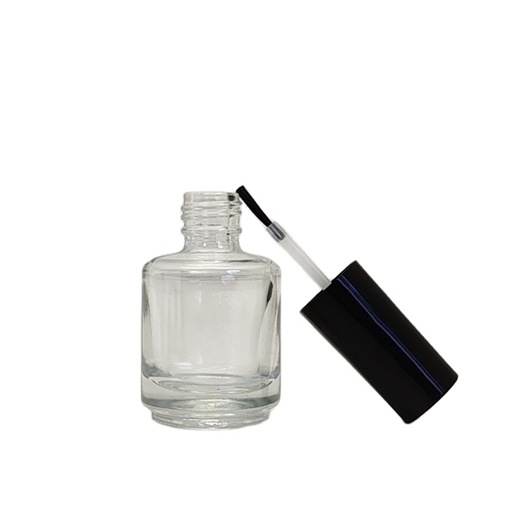 In Stock Low MOQ 8 ml 10 ml Round Shape Clear Cosmetic Nail Polish Glass Bottle with Brush