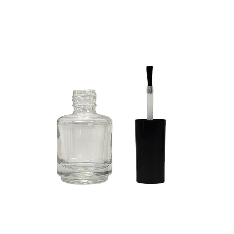 In Stock Low MOQ 8 ml 10 ml Round Shape Clear Cosmetic Nail Polish Glass Bottle with Brush