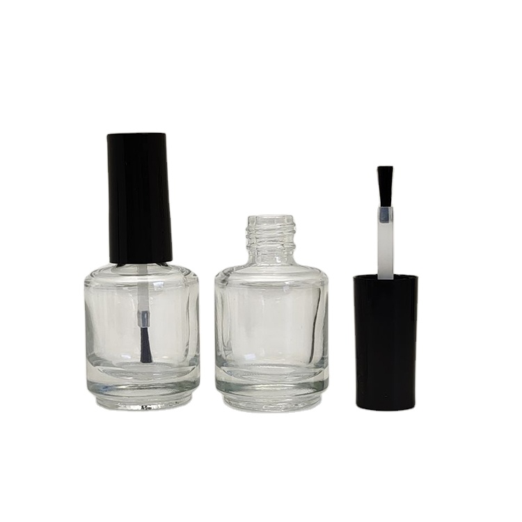 In Stock Low MOQ 8 ml 10 ml Round Shape Clear Cosmetic Nail Polish Glass Bottle with Brush