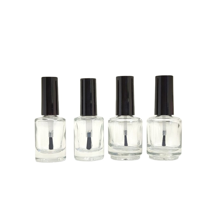 In Stock Low MOQ 8 ml 10 ml Round Shape Clear Cosmetic Nail Polish Glass Bottle with Brush