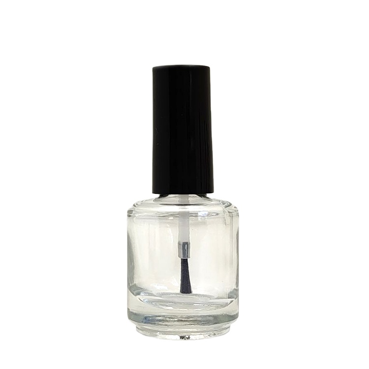 In Stock Low MOQ 8 ml 10 ml Round Shape Clear Cosmetic Nail Polish Glass Bottle with Brush