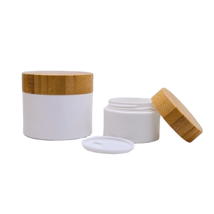 In Stock Low MOQ Round Shaped Bamboo Cosmetic Cream Jar Container