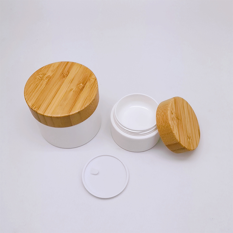 In Stock Low MOQ Round Shaped Bamboo Cosmetic Cream Jar Container