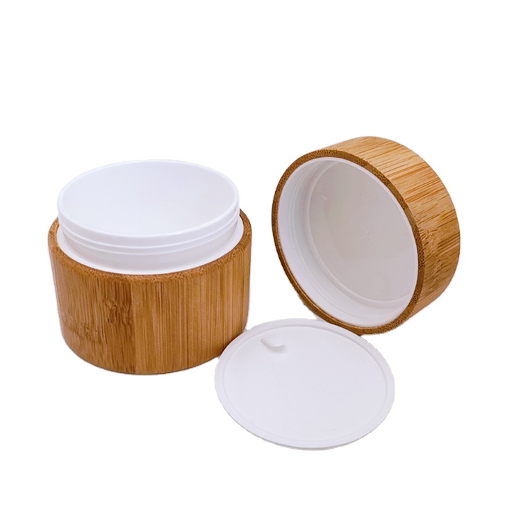 In Stock Low MOQ Round Shaped Bamboo Cosmetic Cream Jar Container