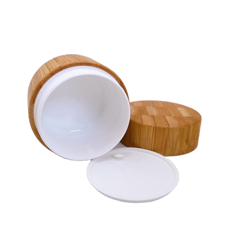 In Stock Low MOQ Round Shaped Bamboo Cosmetic Cream Jar Container