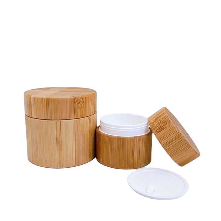In Stock Low MOQ Round Shaped Bamboo Cosmetic Cream Jar Container