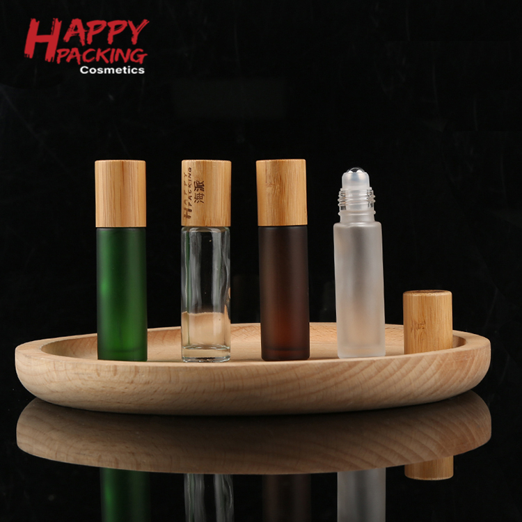In Stock ! Natural Bamboo Cap Travel 10 Ml Glass Roller On Bottle For Essential Oil