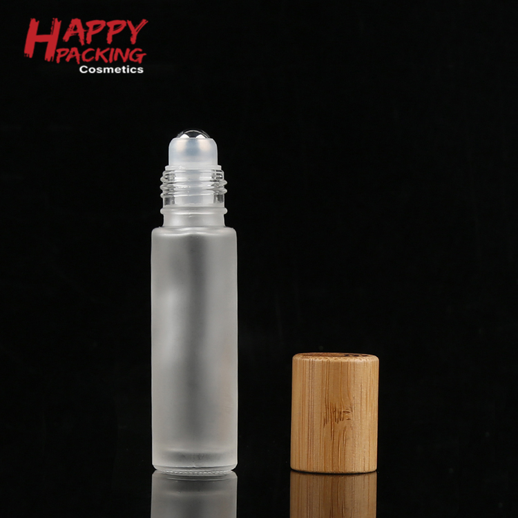 In Stock ! Natural Bamboo Cap Travel 10 Ml Glass Roller On Bottle For Essential Oil