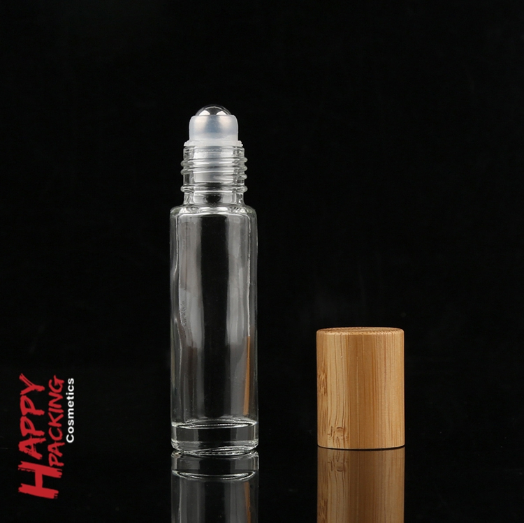 In Stock ! Natural Bamboo Cap Travel 10 Ml Glass Roller On Bottle For Essential Oil
