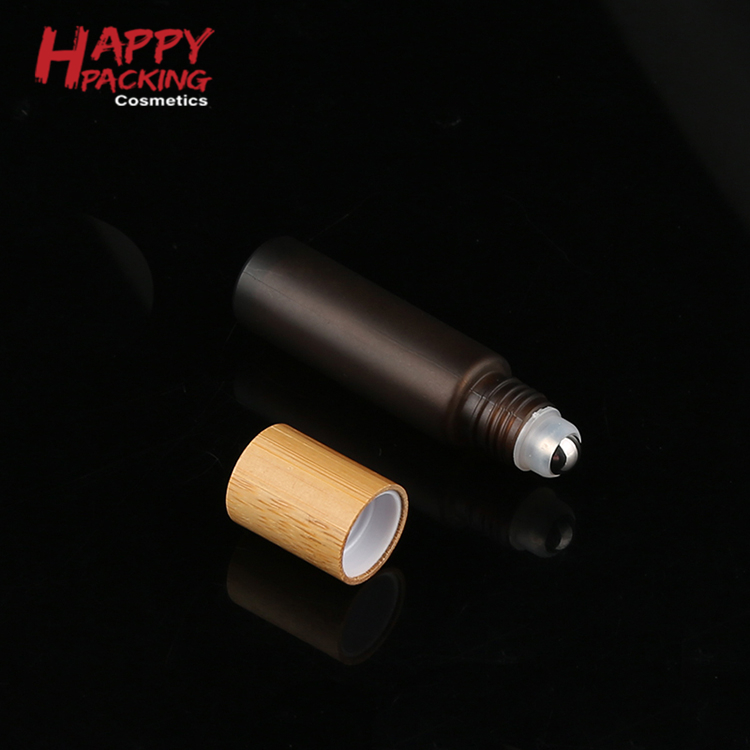 In Stock ! Natural Bamboo Cap Travel 10 Ml Glass Roller On Bottle For Essential Oil