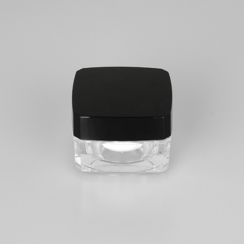 In Stock Popular Unique 20g Square Clear Acrylic Cream Jar with Black Lid