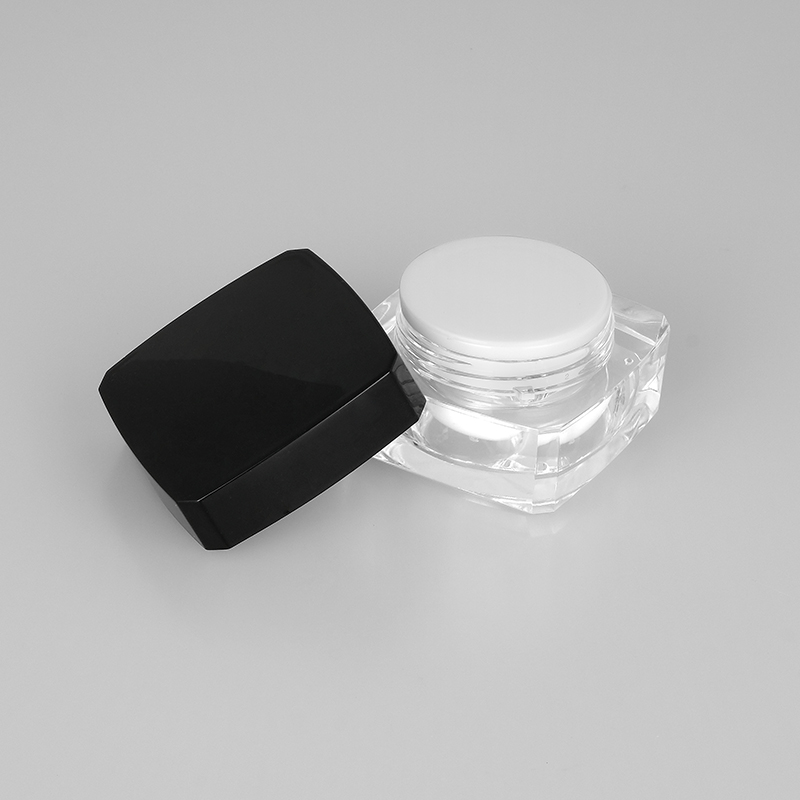 In Stock Popular Unique 20g Square Clear Acrylic Cream Jar with Black Lid