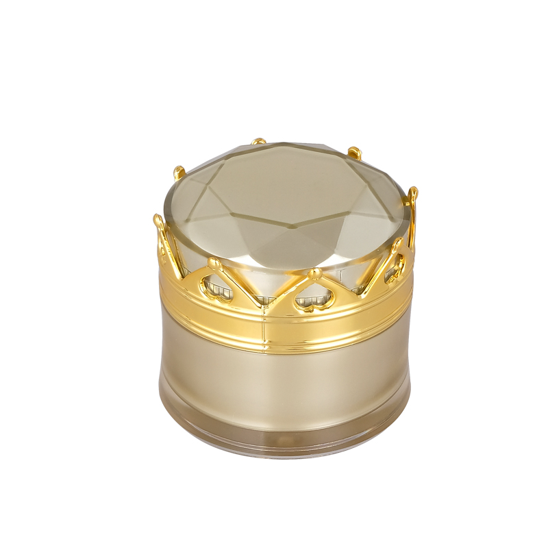 In Stock Skincare Plastic Container Cosmetic Packaging Luxury 50g Gold Empty Acrylic Cream Jar with Crown Shaped Lid