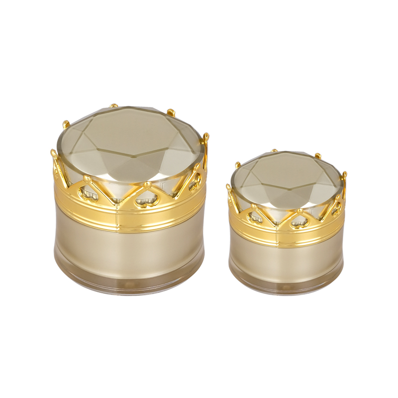 In Stock Skincare Plastic Container Cosmetic Packaging Luxury 50g Gold Empty Acrylic Cream Jar with Crown Shaped Lid