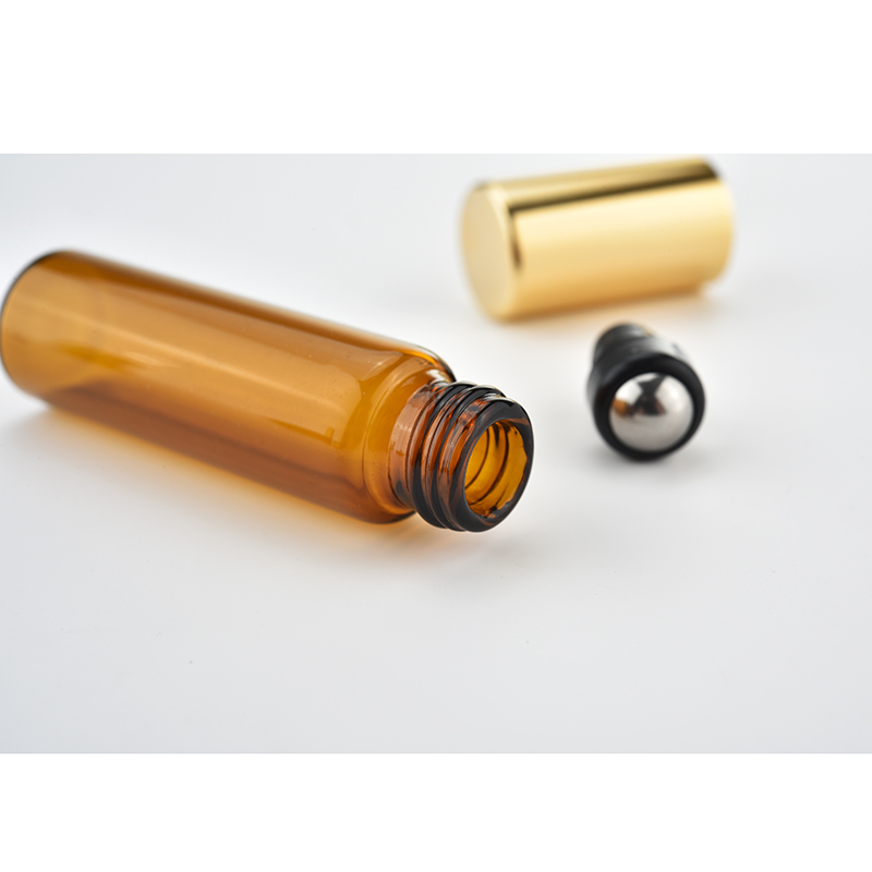 In Stock Tincture Bottle amber blue clear 10ml 5ml small essential oil perfume glass bottle with steel roll on cap for perfume