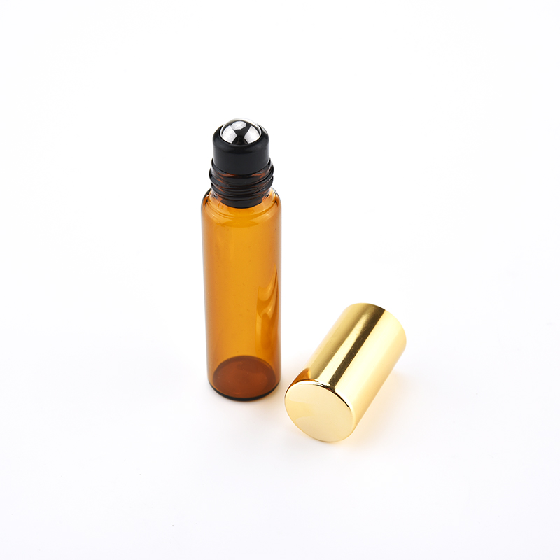 In Stock Tincture Bottle amber blue clear 10ml 5ml small essential oil perfume glass bottle with steel roll on cap for perfume