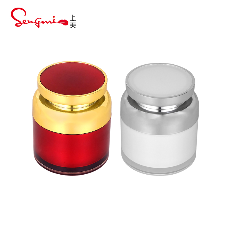 In Stock Wholesale Cosmetic Packaging 30g 50g White Red Acrylic Cosmetic Cream Jar for Skin Care Product
