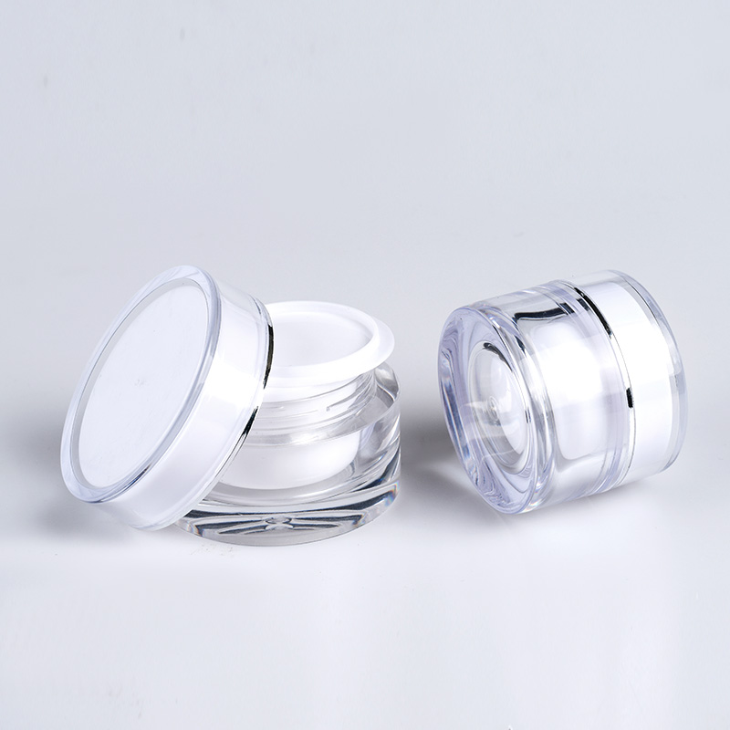 In Stock Wholesale HIgh Quality 5g 10g 15ml 20ml 30ml 50ml Acrylic Round Clear Jars with Flat Top Lids for Creams