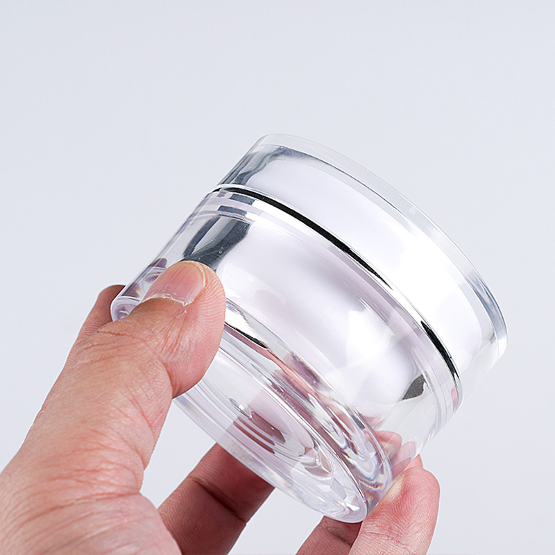In Stock Wholesale HIgh Quality 5g 10g 15ml 20ml 30ml 50ml Acrylic Round Clear Jars with Flat Top Lids for Creams