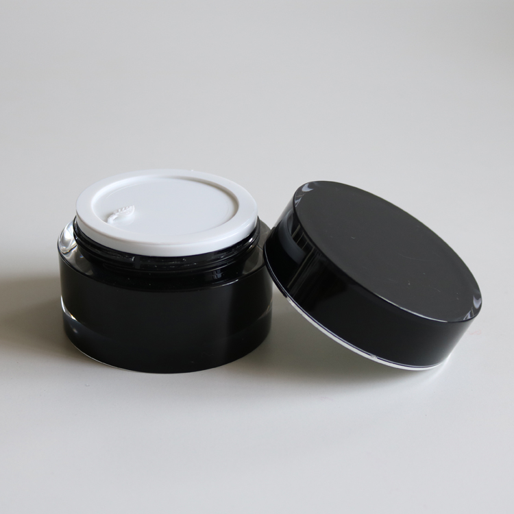 In Stock! Wholesale Luxury 5ml Black Acrylic Cream Packaging Jars Double Wall Ready To Ship!