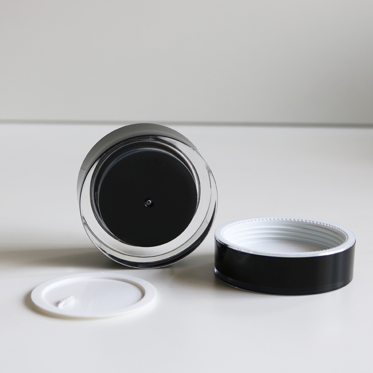 In Stock! Wholesale Luxury 5ml Black Acrylic Cream Packaging Jars Double Wall Ready To Ship!