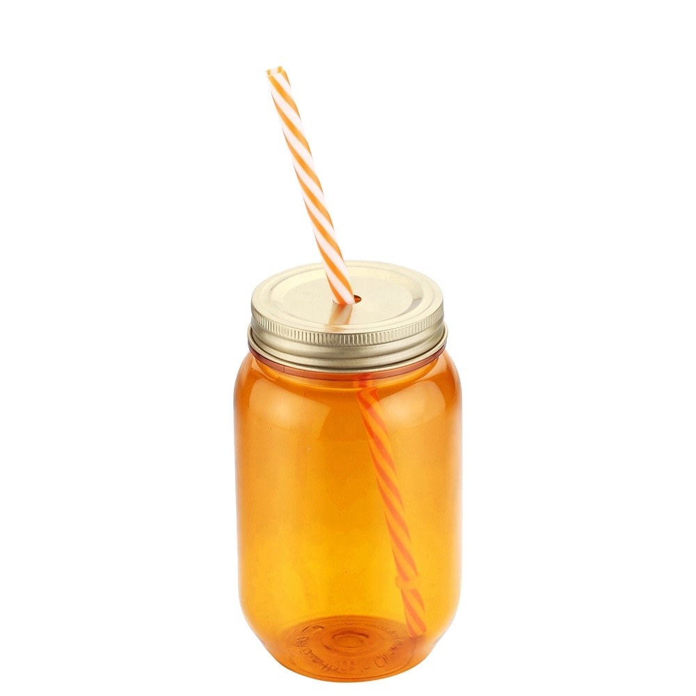In Stock factory cold drink using 26oz single wall acrylic plastic mason jar with plastic lid