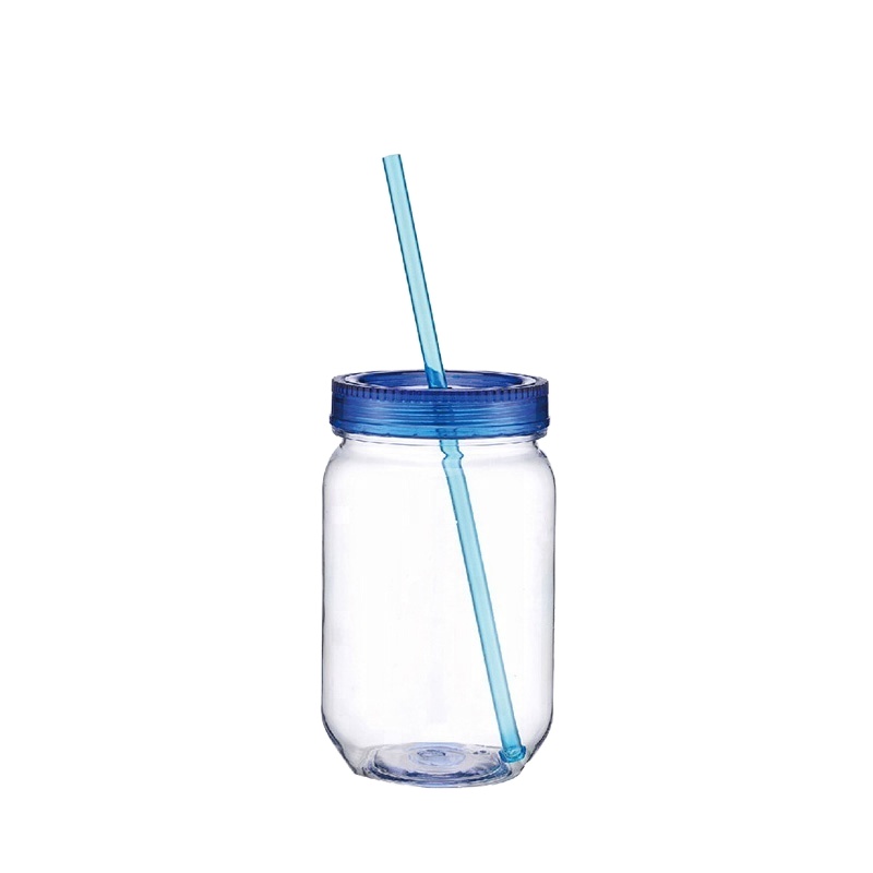 In Stock factory cold drink using 26oz single wall acrylic plastic mason jar with plastic lid