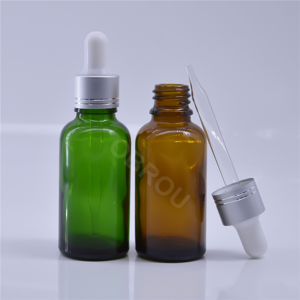 In Stock, green amber blue clear 30ML glass dropper bottle with box cosmetic perfume essential oil bottles