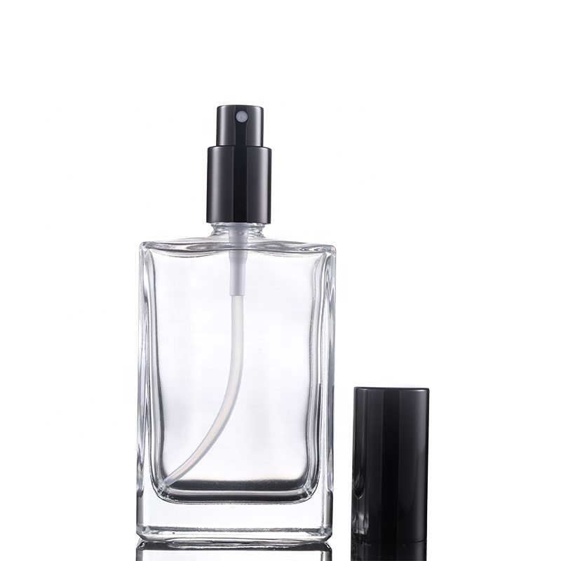 In Stocked 30ml square clear glass perfume bottle with aluminum pump spray