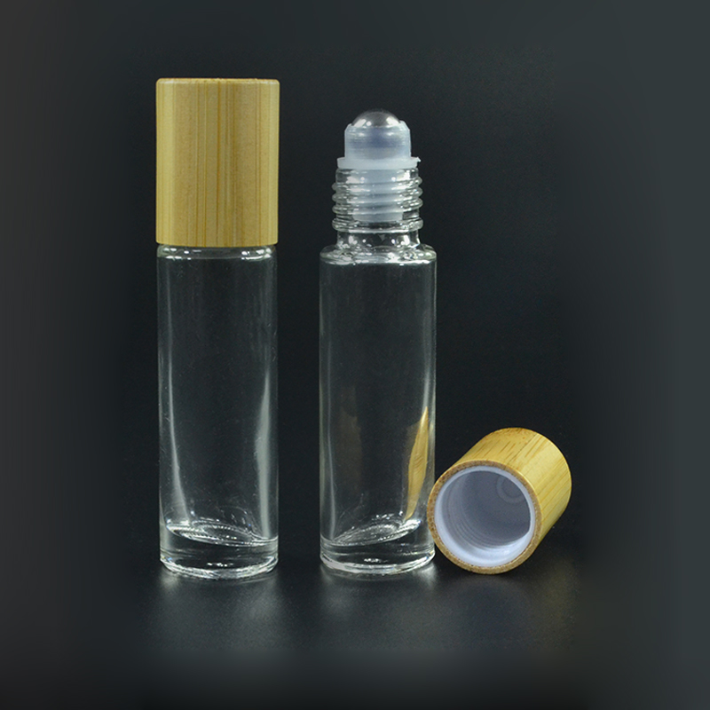 In stock !10 ml Essential Oil Perfume Glass Roller Bottles With Bamboo Lid