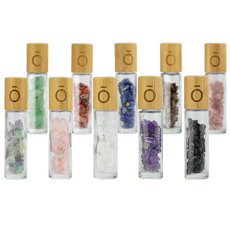 In stock !10 ml Essential Oil Perfume Glass Roller Bottles With Bamboo Lid