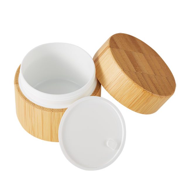 In stock 100g eco-friendly inner PP cream bamboo cosmetic jar
