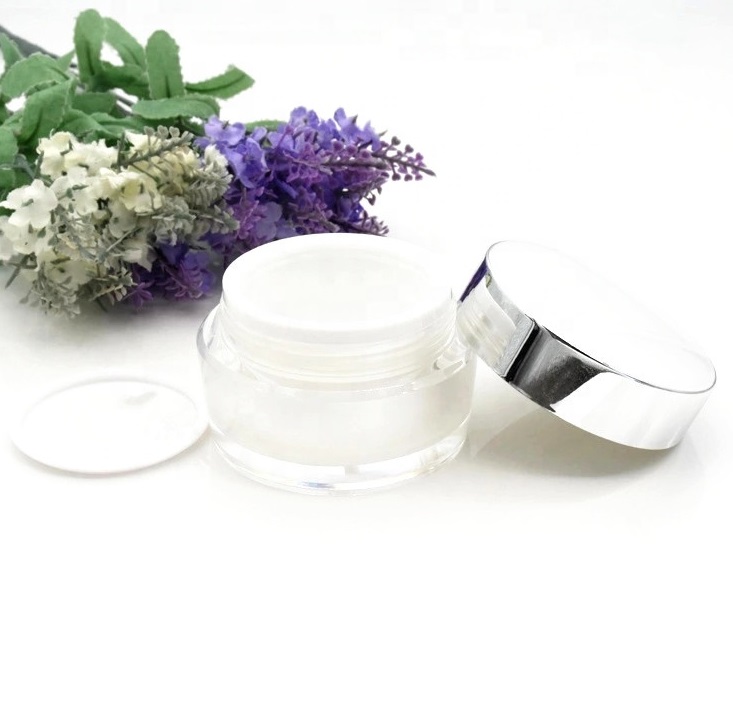 In stock 10g 30g luxury purple white plastic acrylic containers cosmetic jar with lids