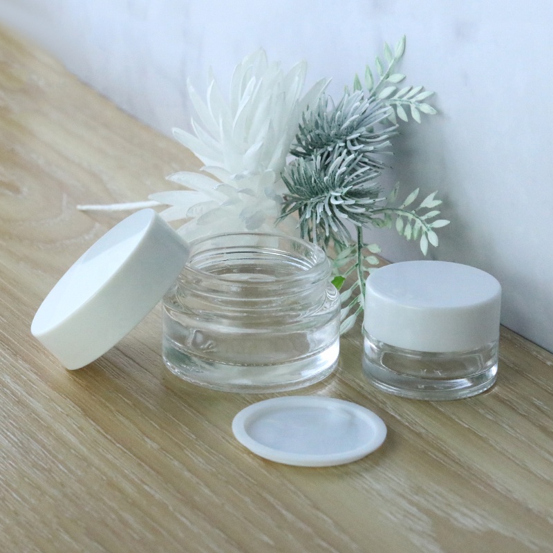In stock 10g mini jar glas 10 ml clear lip balm glass container (GJM08)