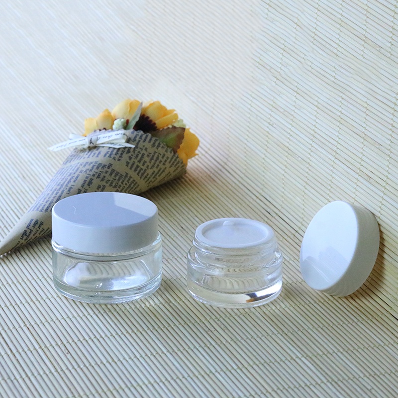In stock 10g mini jar glas 10 ml clear lip balm glass container (GJM08)