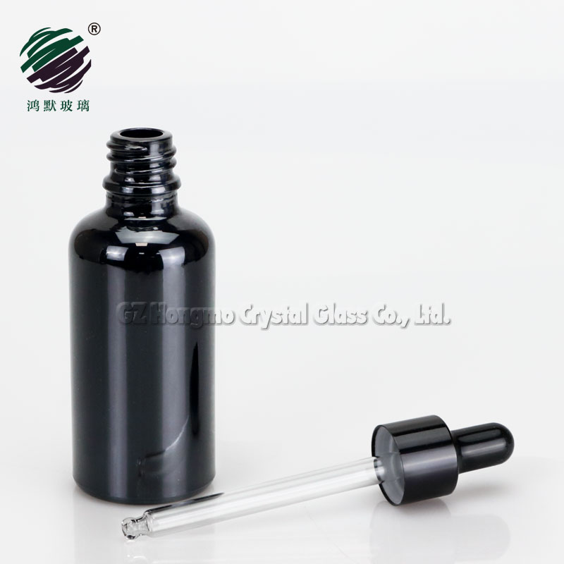 In stock 10ml 15ml 20ml 30ml 50ml 100ml black dark violet essential oil serum glass dropper bottle for cosmetic packaging