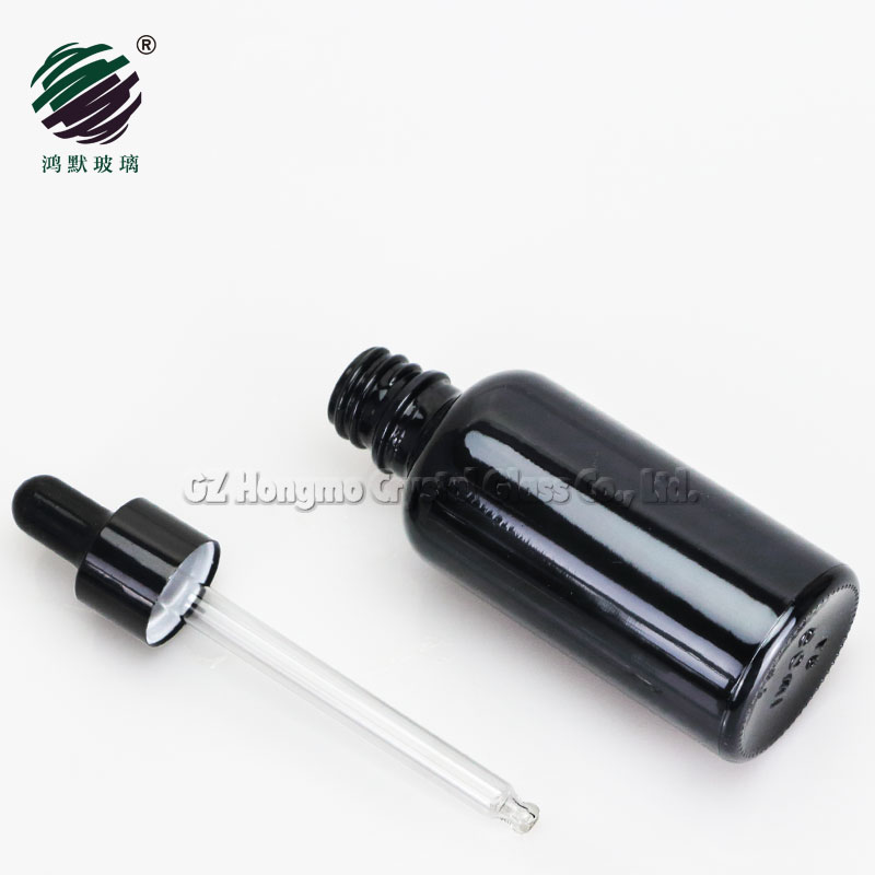 In stock 10ml 15ml 20ml 30ml 50ml 100ml black dark violet essential oil serum glass dropper bottle for cosmetic packaging