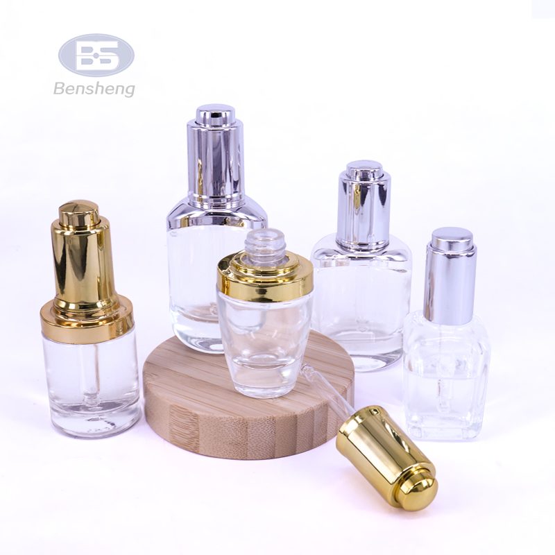In stock 10ml golden bamboo cover glass essential oil press dropper bottle