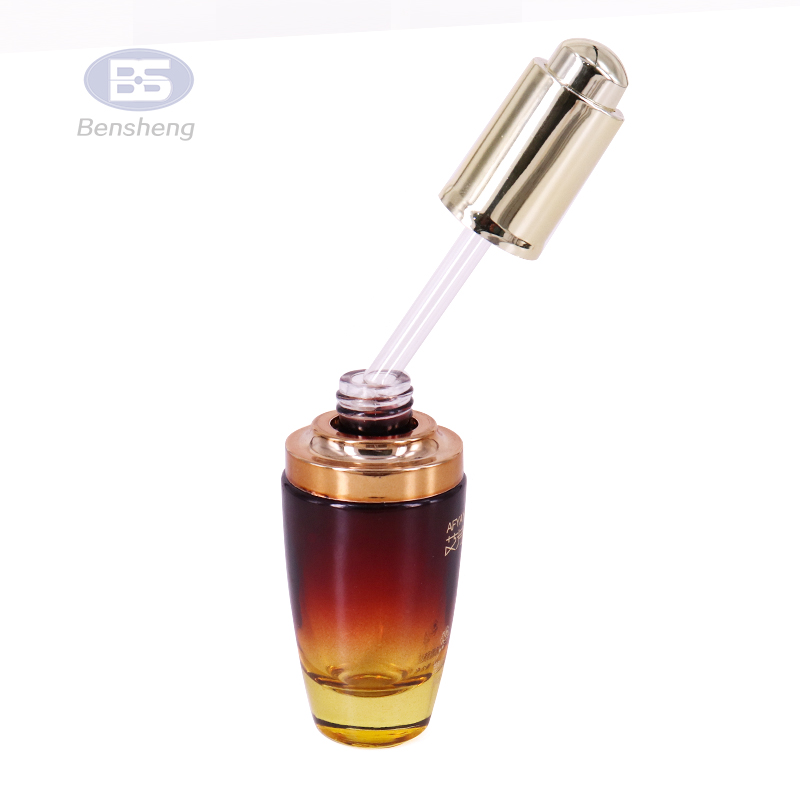 In stock 10ml golden bamboo cover glass essential oil press dropper bottle