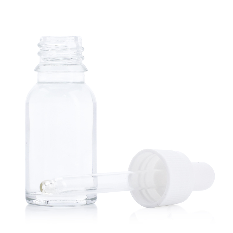 In stock 12ml clear glass sample bottle empty round essential oil bottle for personal care