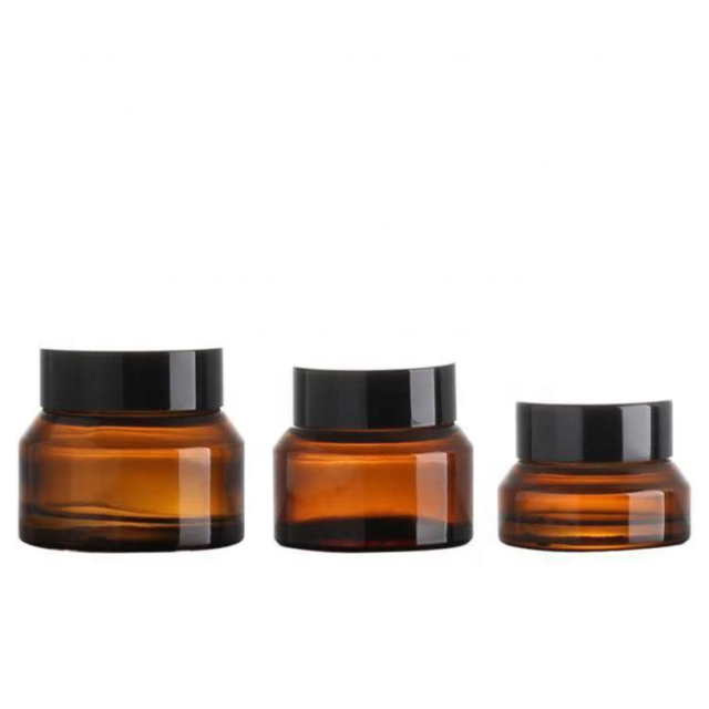 In stock 15g 30g 50g clear amber and blue empty glass cream jar for cosmetic packaging
